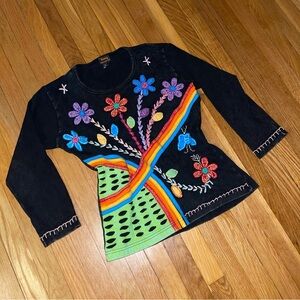 Y2K embroidered top